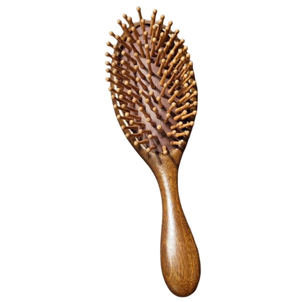 Natural Sandalwood Detangling Hair Brush Handcrafted Wooden Bristle Detangler Hairbrush
