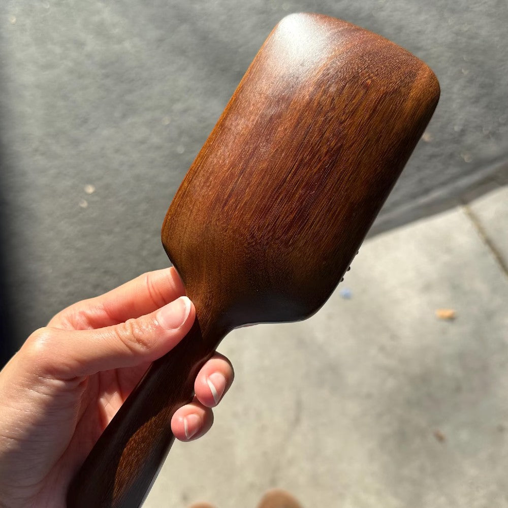 Natural Sandalwood Detangling Hair Brush Handcrafted Wooden Bristle Detangler Hairbrush