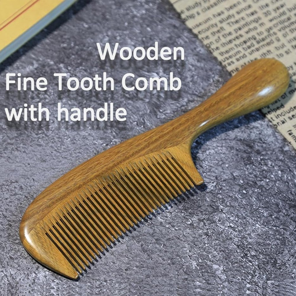Sandalwood Hair Comb Handmade Fine Tooth Natural Wooden Detangling Comb