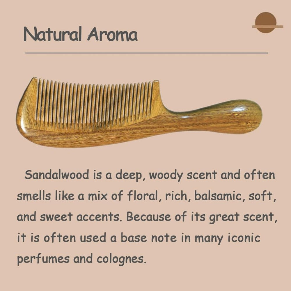 Sandalwood Hair Comb Handmade Fine Tooth Natural Wooden Detangling Comb