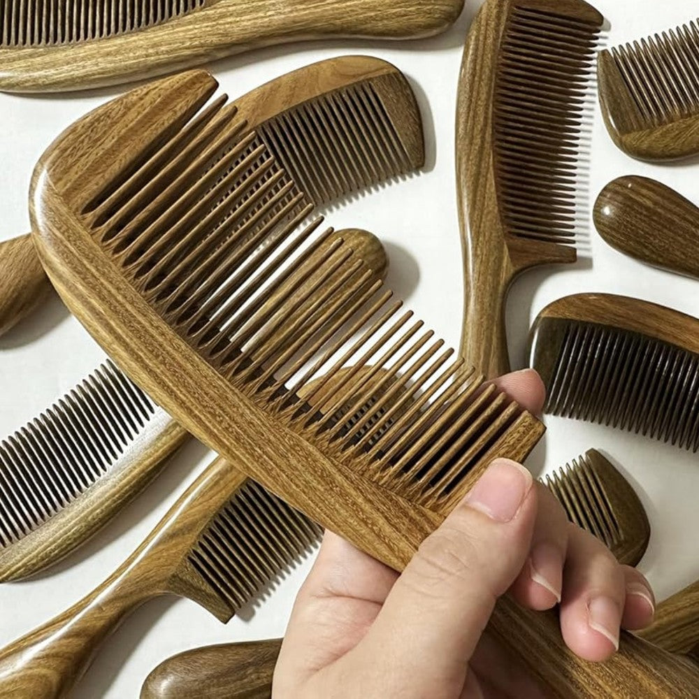 Sandalwood Hair Comb Handmade Fine Tooth Natural Wooden Detangling Comb