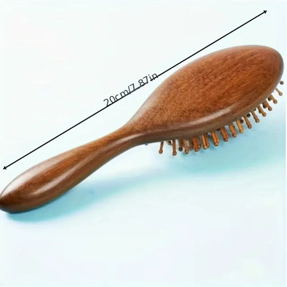 Natural Sandalwood Detangling Hair Brush Handcrafted Wooden Bristle Detangler Hairbrush