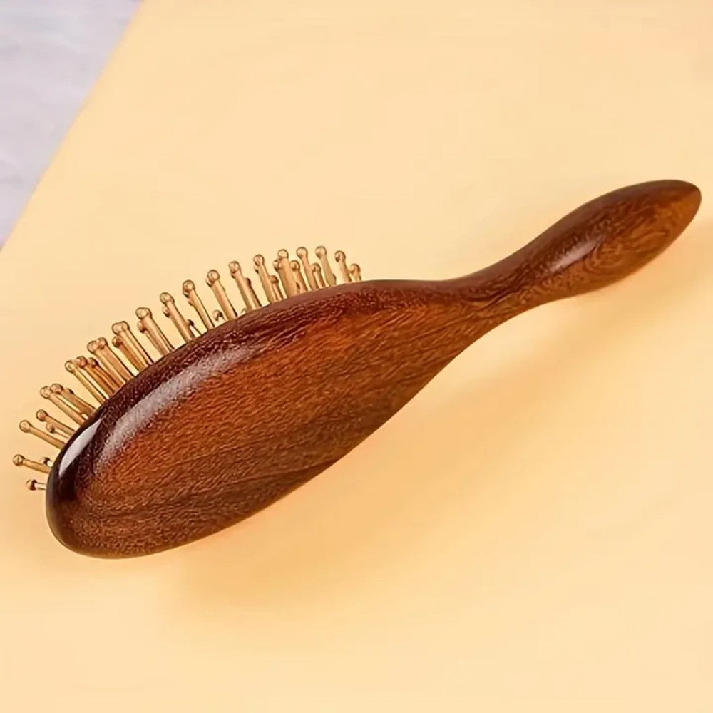 Natural Sandalwood Detangling Hair Brush Handcrafted Wooden Bristle Detangler Hairbrush