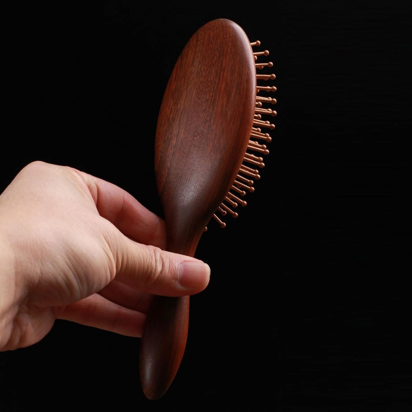 Natural Sandalwood Detangling Hair Brush Handcrafted Wooden Bristle Detangler Hairbrush
