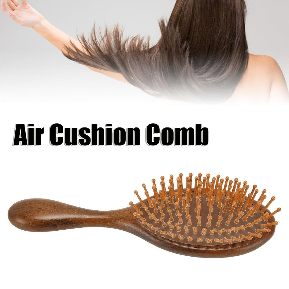 Natural Sandalwood Detangling Hair Brush Handcrafted Wooden Bristle Detangler Hairbrush
