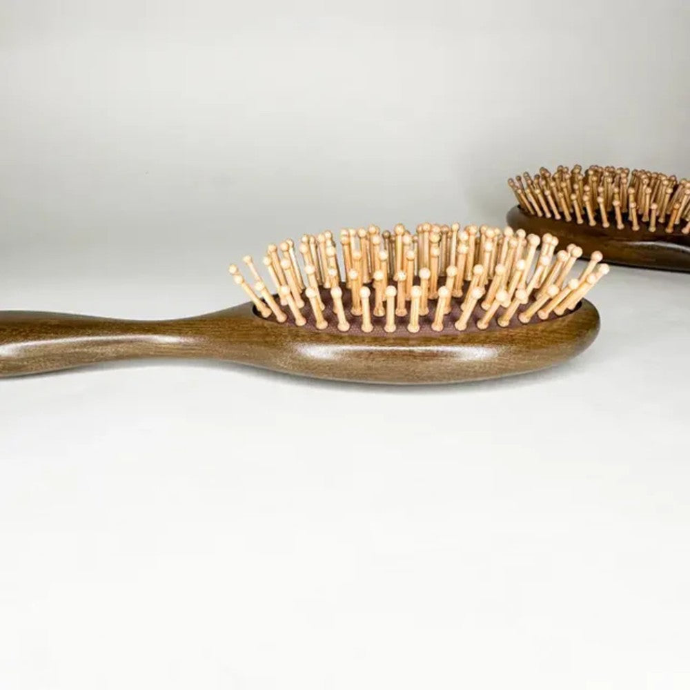 Natural Sandalwood Detangling Hair Brush Handcrafted Wooden Bristle Detangler Hairbrush