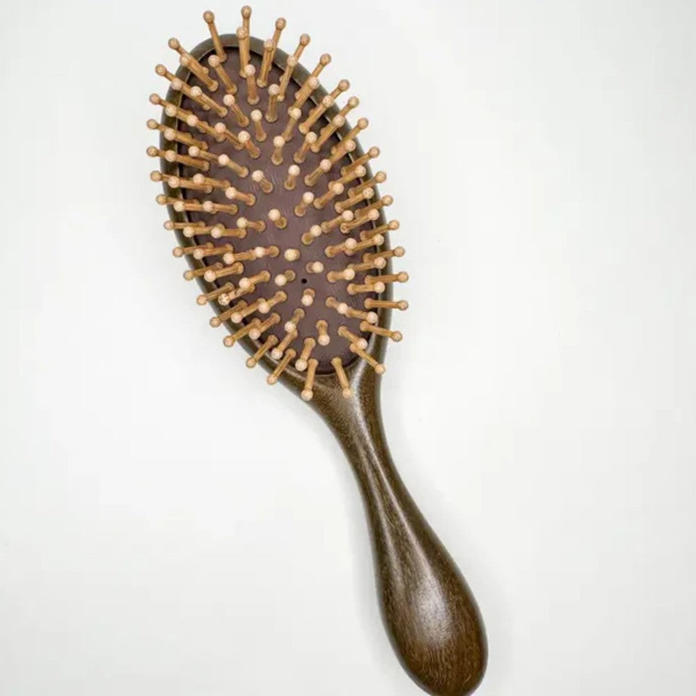 Natural Sandalwood Detangling Hair Brush Handcrafted Wooden Bristle Detangler Hairbrush