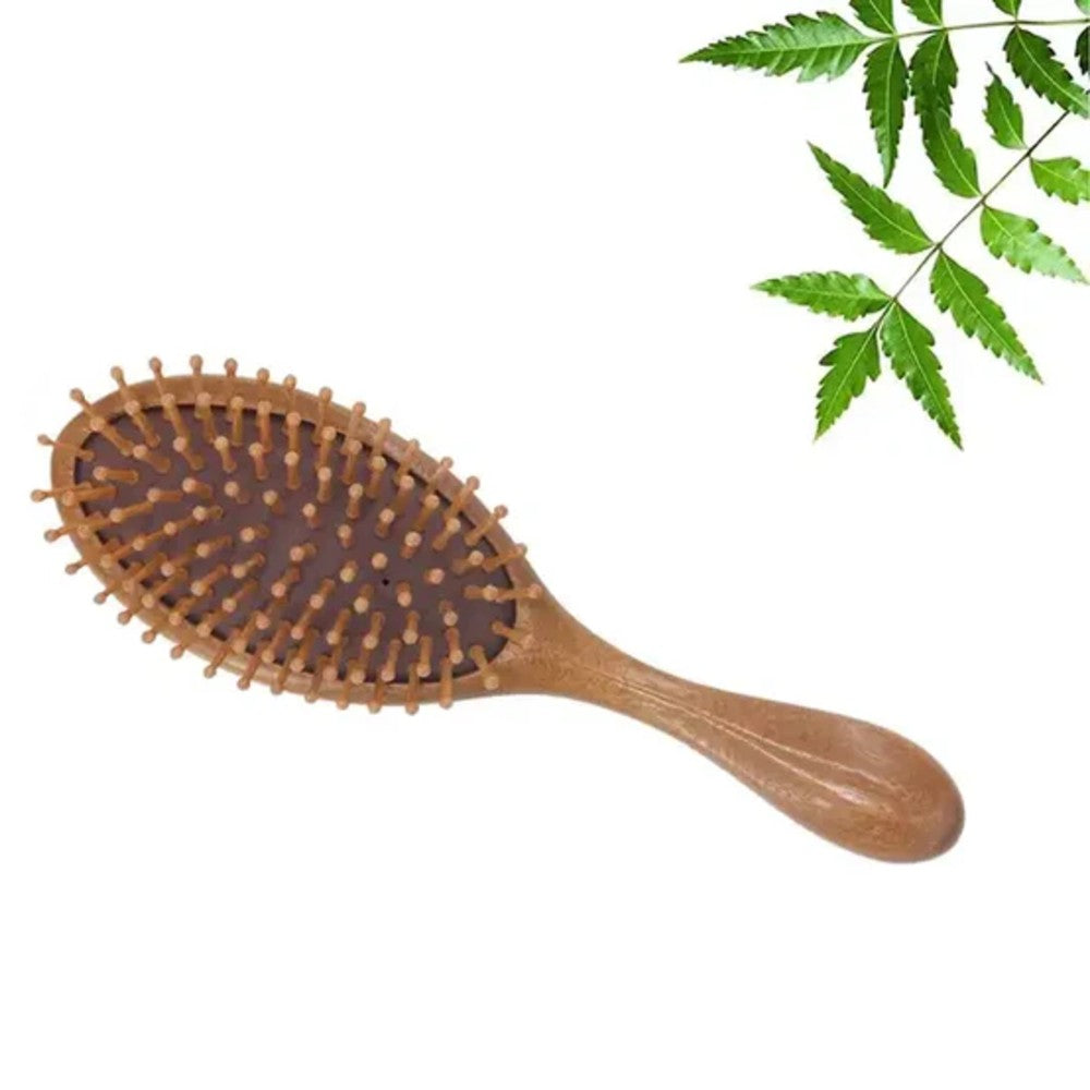 Natural Sandalwood Detangling Hair Brush Handcrafted Wooden Bristle Detangler Hairbrush