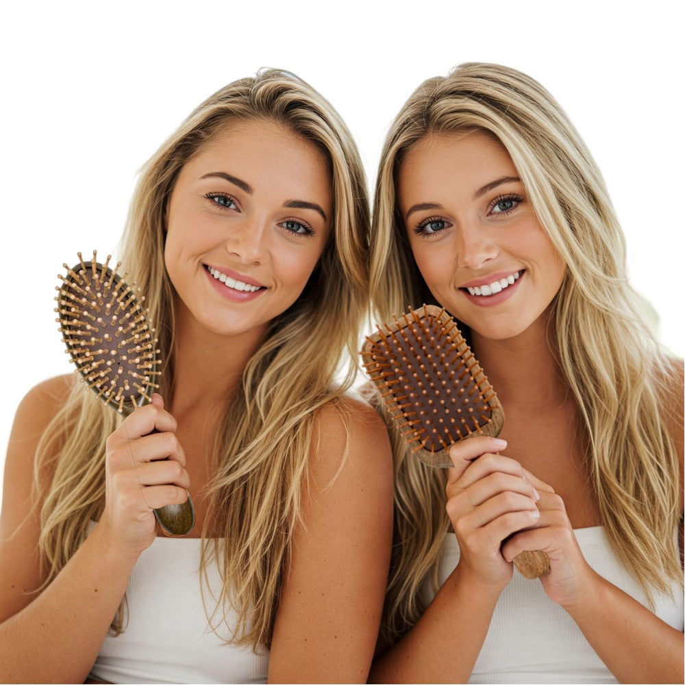 Natural Sandalwood Detangling Hair Brush Handcrafted Wooden Bristle Detangler Hairbrush