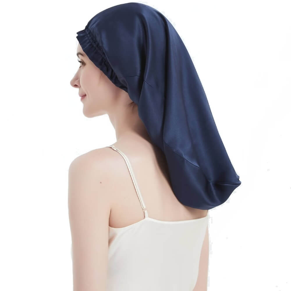 100% Mulberry Silk Bonnet for Long Hair Sleep Cap Natural Silk Bonnet with Elastic Band