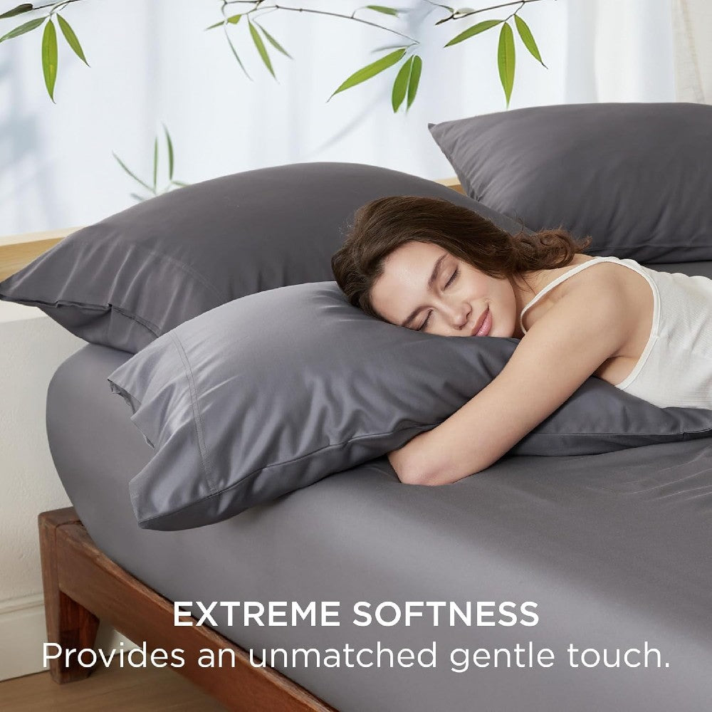 100% Bamboo Cooling Pillow Case Pillowcase Viscose Silky Pillow Covers with Envelope Closure - 2 Pack
