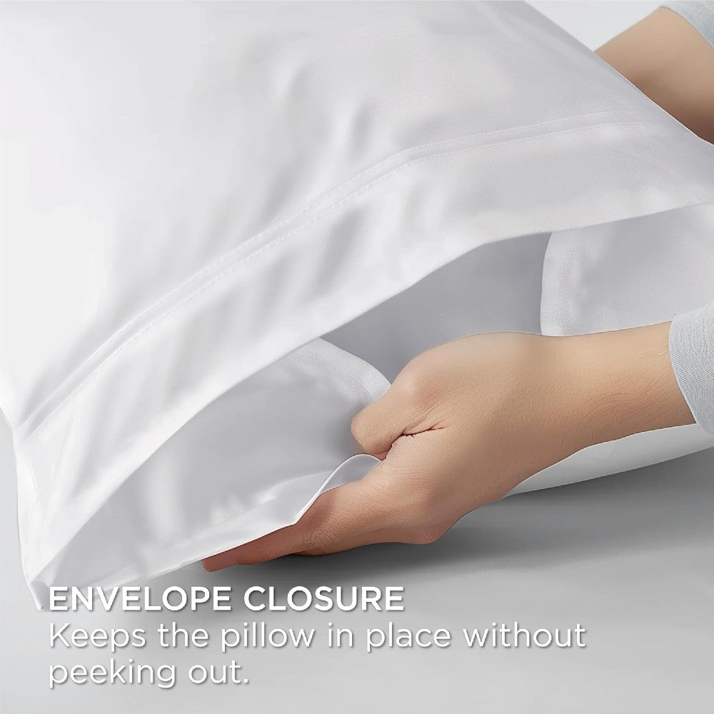 100% Bamboo Cooling Pillow Case Pillowcase Viscose Silky Pillow Covers with Envelope Closure - 2 Pack