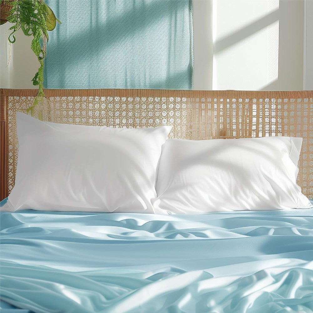 100% Bamboo Cooling Pillow Case Pillowcase Viscose Silky Pillow Covers with Envelope Closure - 2 Pack