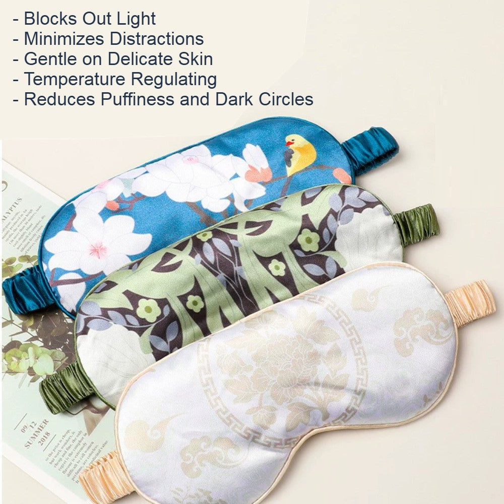 Printed Silk Eye Mask Pure Mulberry for Sleep and Travel Soft Gentle Stylish