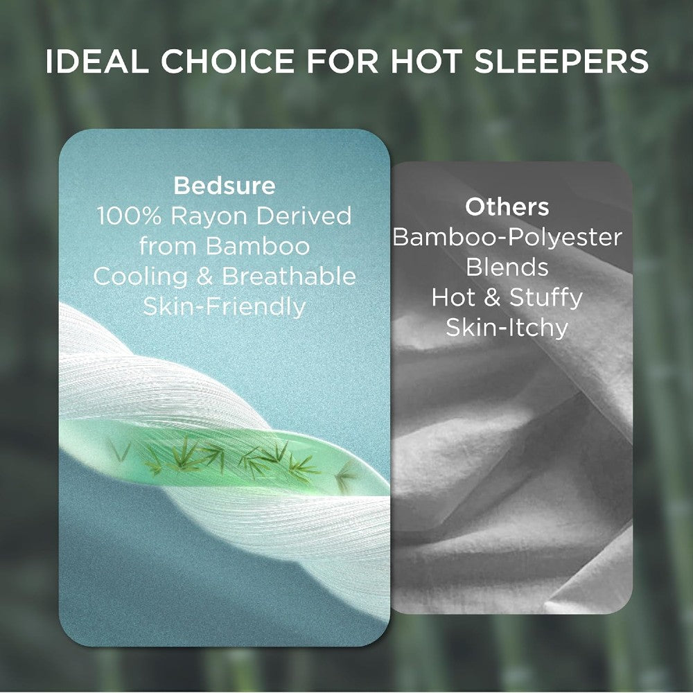 100% Bamboo Cooling Pillow Case Pillowcase Viscose Silky Pillow Covers with Envelope Closure - 2 Pack