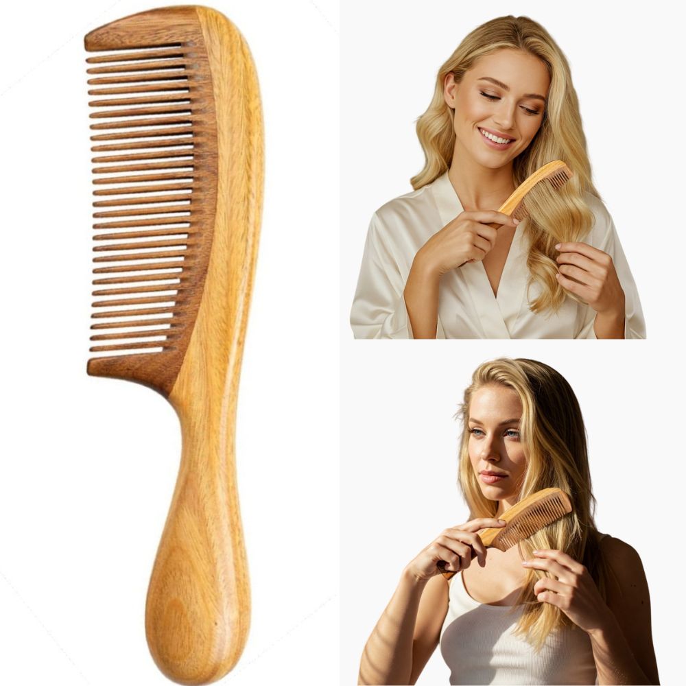 Sandalwood Hair Comb Handmade Fine Tooth Natural Wooden Detangling Comb