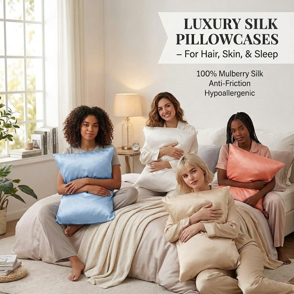 4-Pack 100% Pure Mulberry Silk Pillowcase Set for Hair and Skin Care