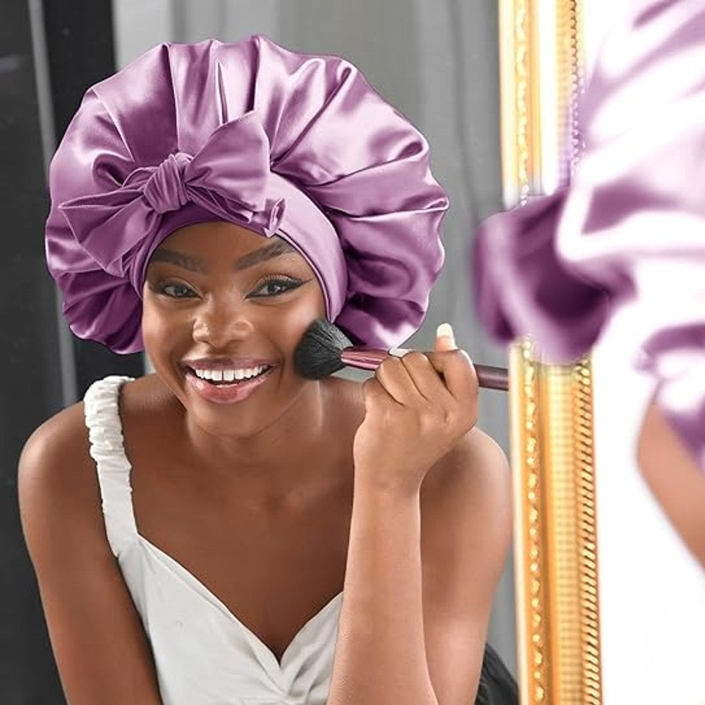 Hair Bonnet for Sleeping Women Satin Bonnet Night Sleep Cap Scarf Wrap for Curly Hair with Tie Band