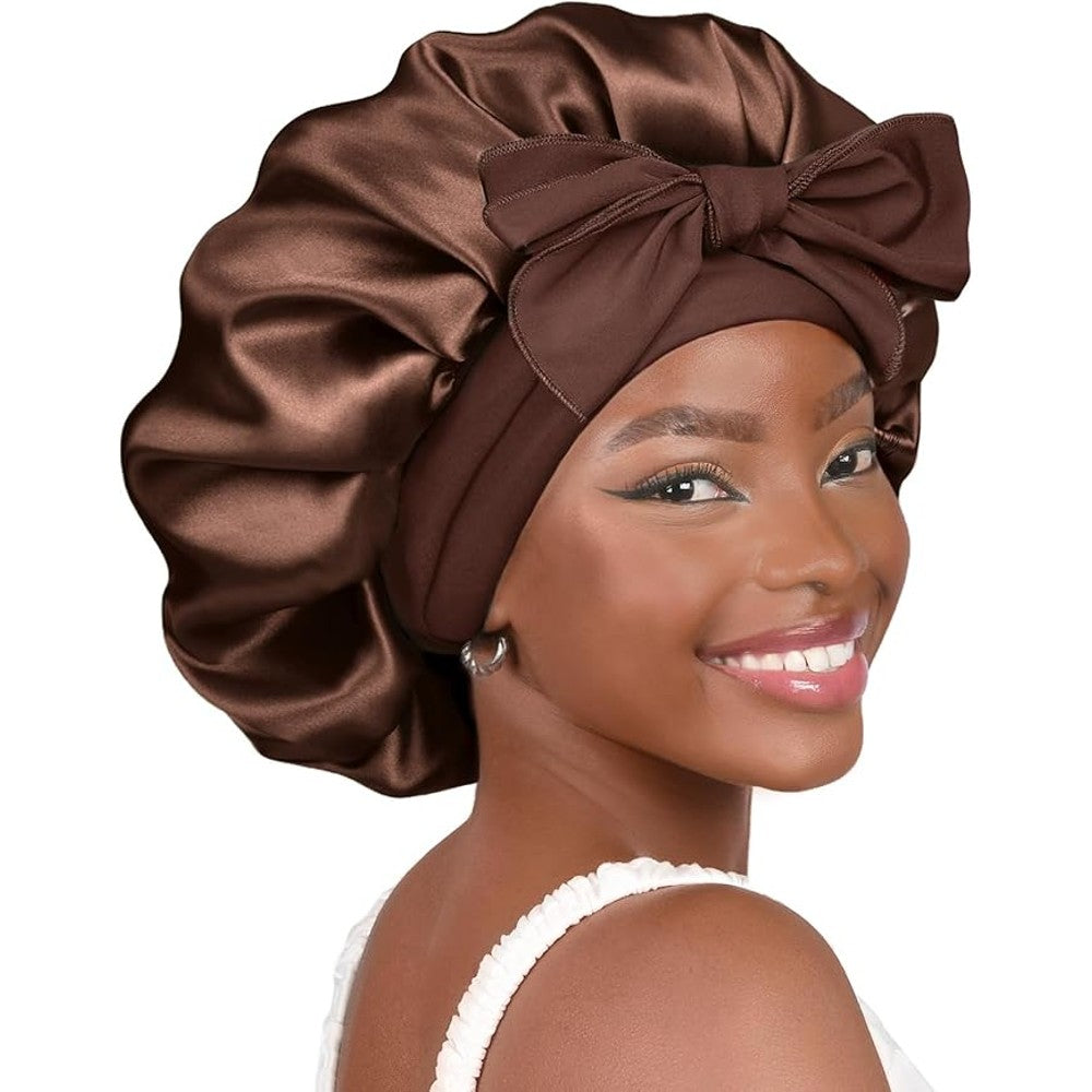 Hair Bonnet for Sleeping Women Satin Bonnet Night Sleep Cap Scarf Wrap for Curly Hair with Tie Band