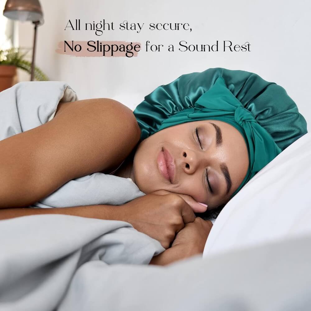 Hair Bonnet for Sleeping Women Satin Bonnet Night Sleep Cap Scarf Wrap for Curly Hair with Tie Band