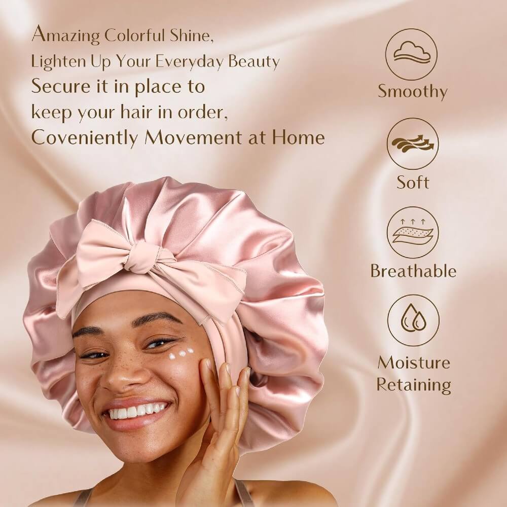 Hair Bonnet for Sleeping Women Satin Bonnet Night Sleep Cap Scarf Wrap for Curly Hair with Tie Band