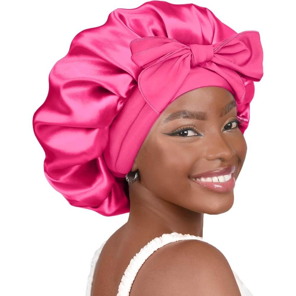 Hair Bonnet for Sleeping Women Satin Bonnet Night Sleep Cap Scarf Wrap for Curly Hair with Tie Band