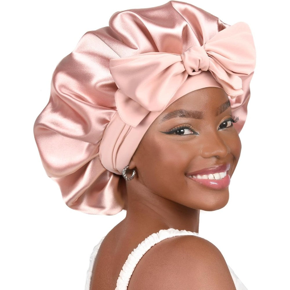 Hair Bonnet for Sleeping Women Satin Bonnet Night Sleep Cap Scarf Wrap for Curly Hair with Tie Band