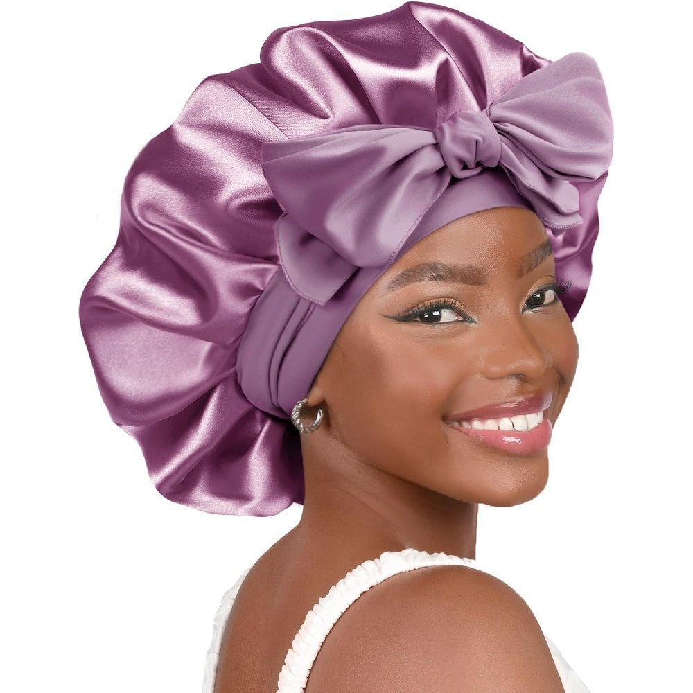 Hair Bonnet for Sleeping Women Satin Bonnet Night Sleep Cap Scarf Wrap for Curly Hair with Tie Band