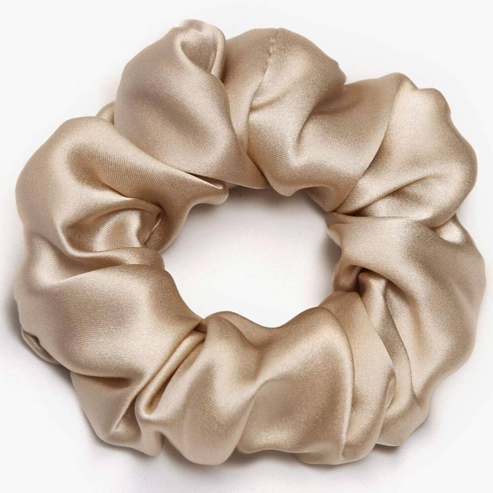 Silk Hair Scrunchies 100% Pure Mulberry Elastic Hair Band Ties Hair Care Ponytail Holder No Damage - 3 Pack