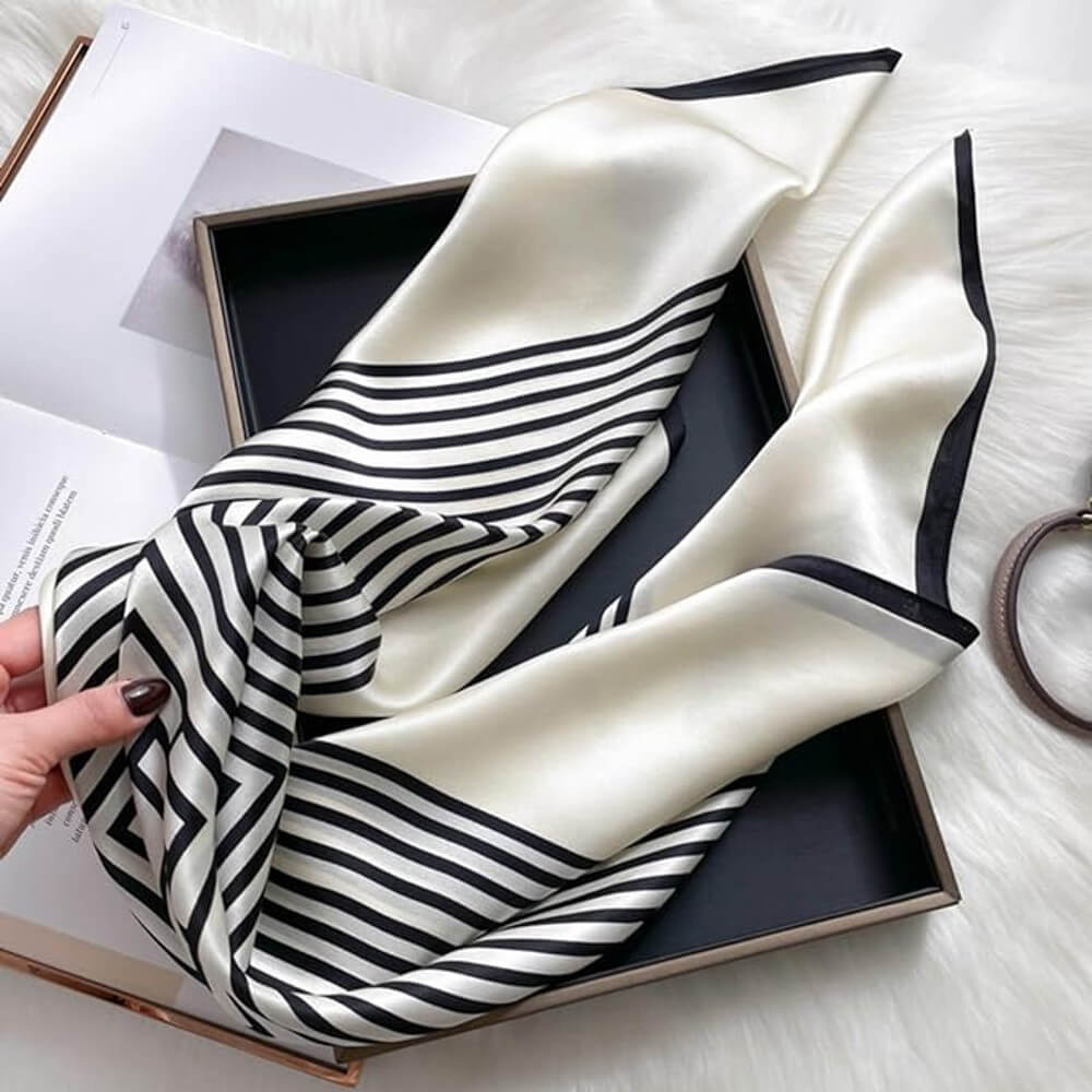 Floral 100% Silk Bandana Head Scarf for Women Vintage Silk Wrap Neck Large Square