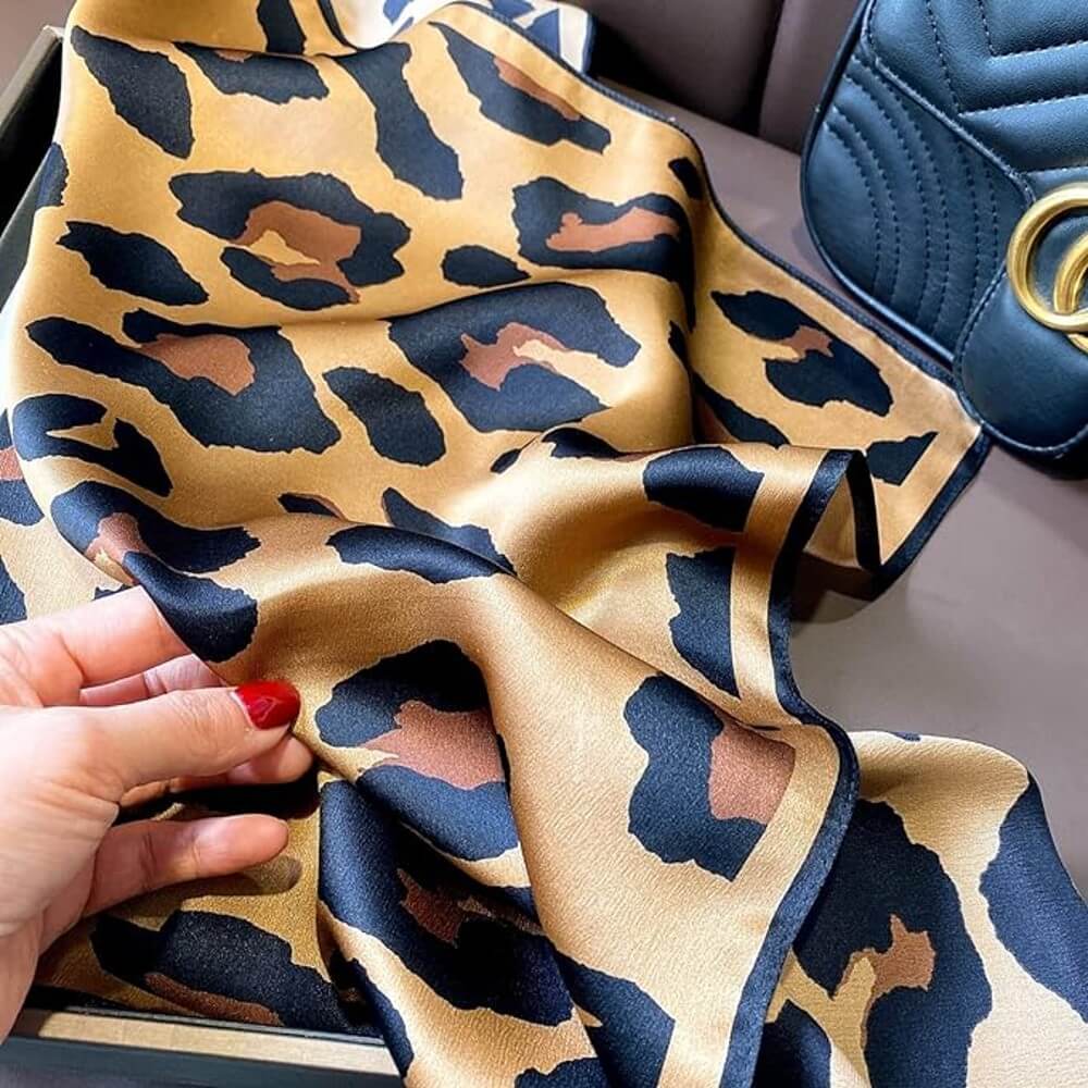 Floral 100% Silk Bandana Head Scarf for Women Vintage Silk Wrap Neck Large Square
