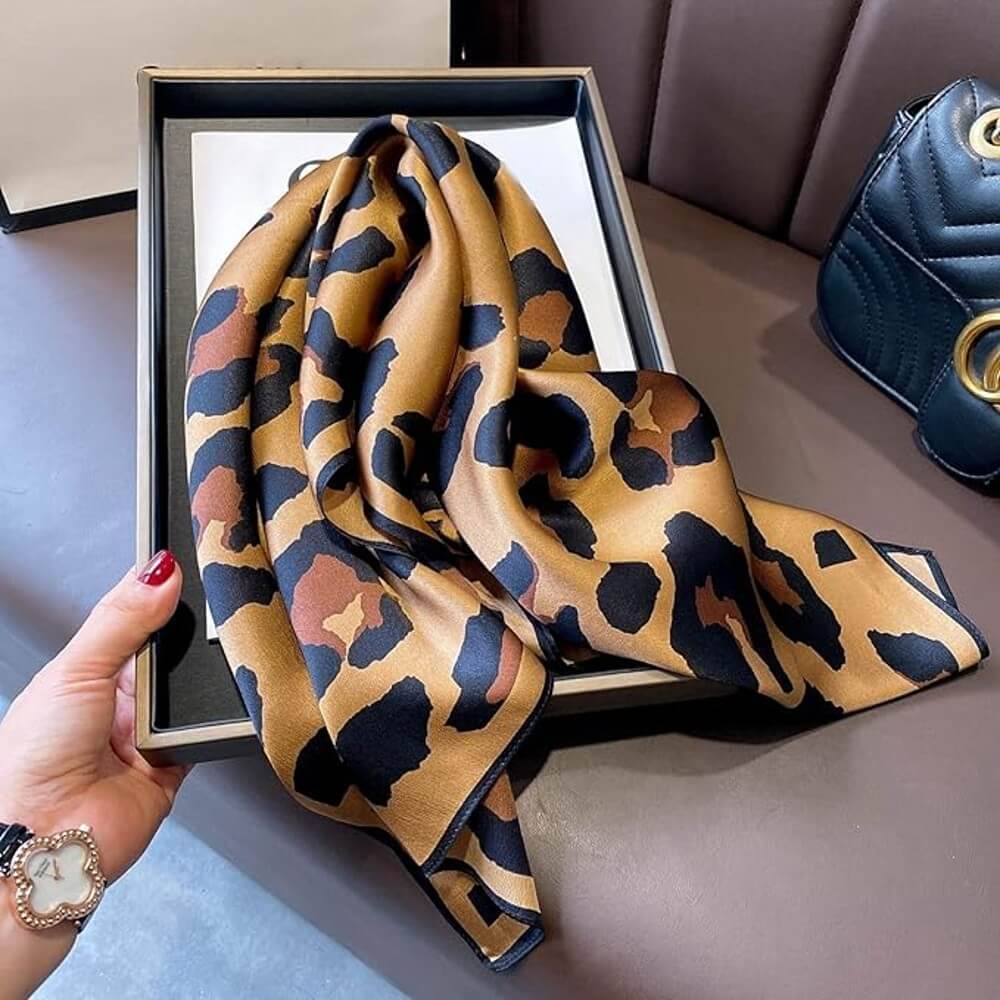 Floral 100% Silk Bandana Head Scarf for Women Vintage Silk Wrap Neck Large Square