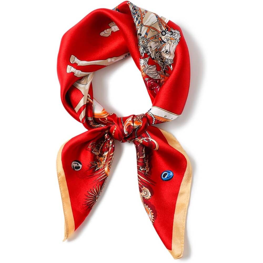 Floral 100% Silk Bandana Head Scarf for Women Vintage Silk Wrap Neck Large Square