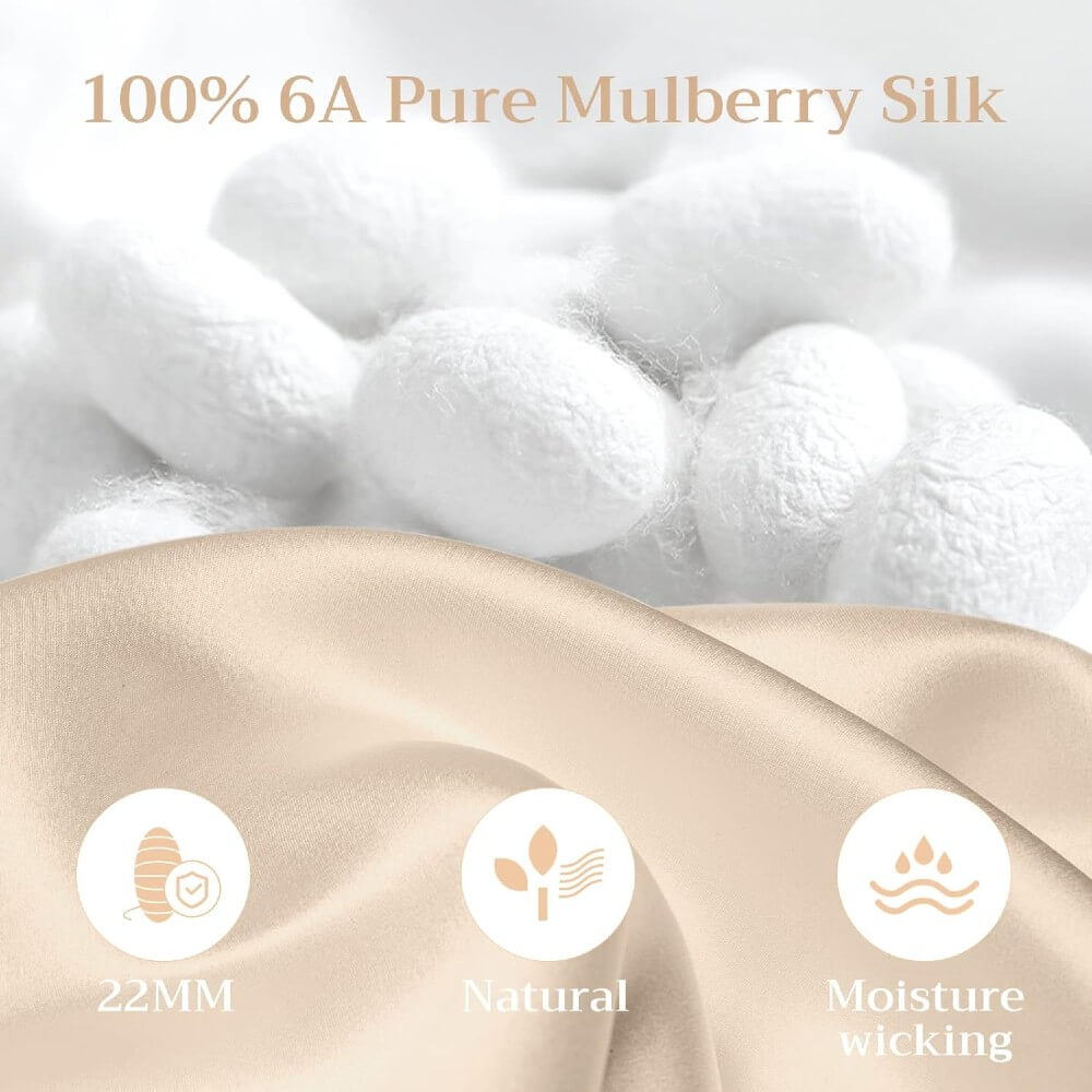 100% Mulberry Silk Pillowcase for Hair and Skin 22 Momme 6A Grade Silk Case with Hidden Zipper