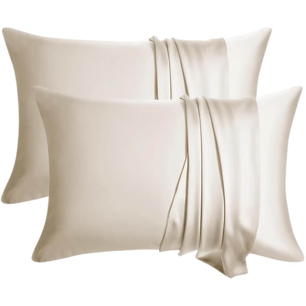 2 Pack Silk Pillowcase for Hair and Skin 100% Mulberry Silk Pillow Case 22 Momme 6A Grade with Hidden Zipper - Gold