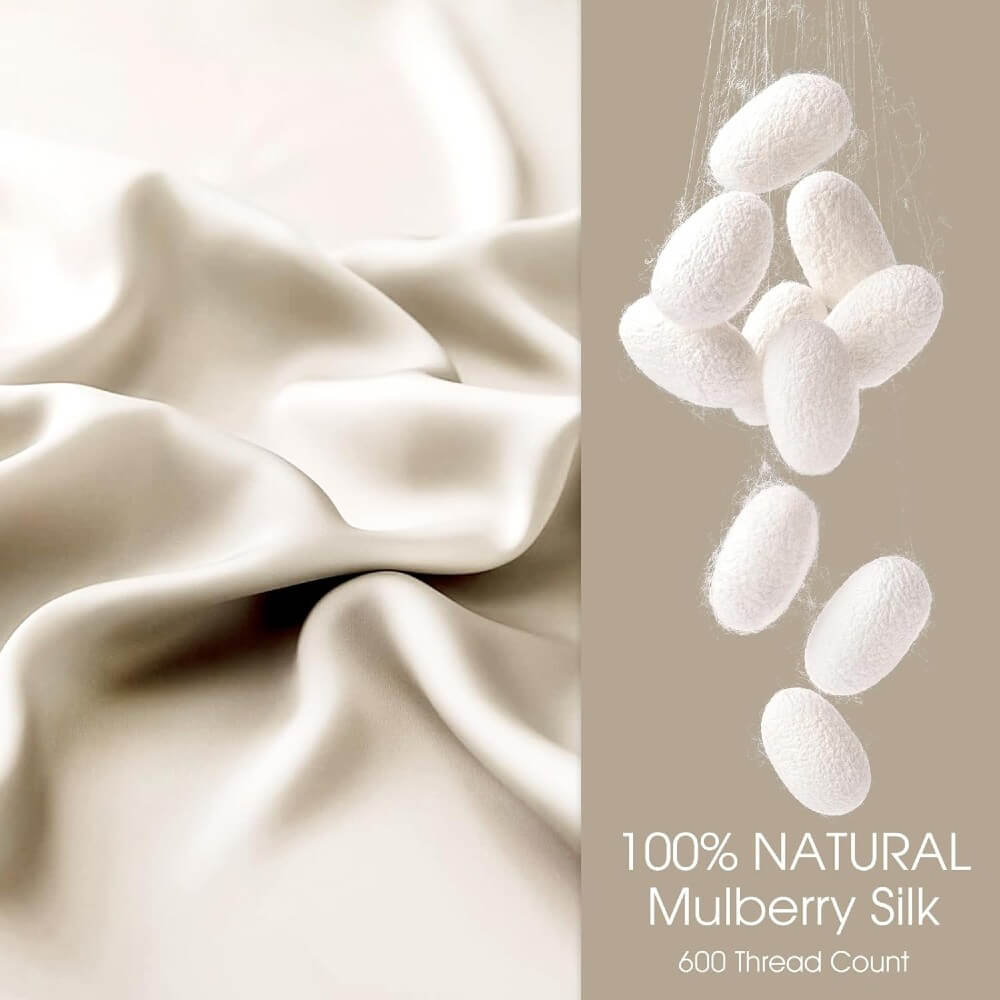 2 Pack Silk Pillowcase for Hair and Skin 100% Mulberry Silk Pillow Case 22 Momme 6A Grade with Hidden Zipper - Gold