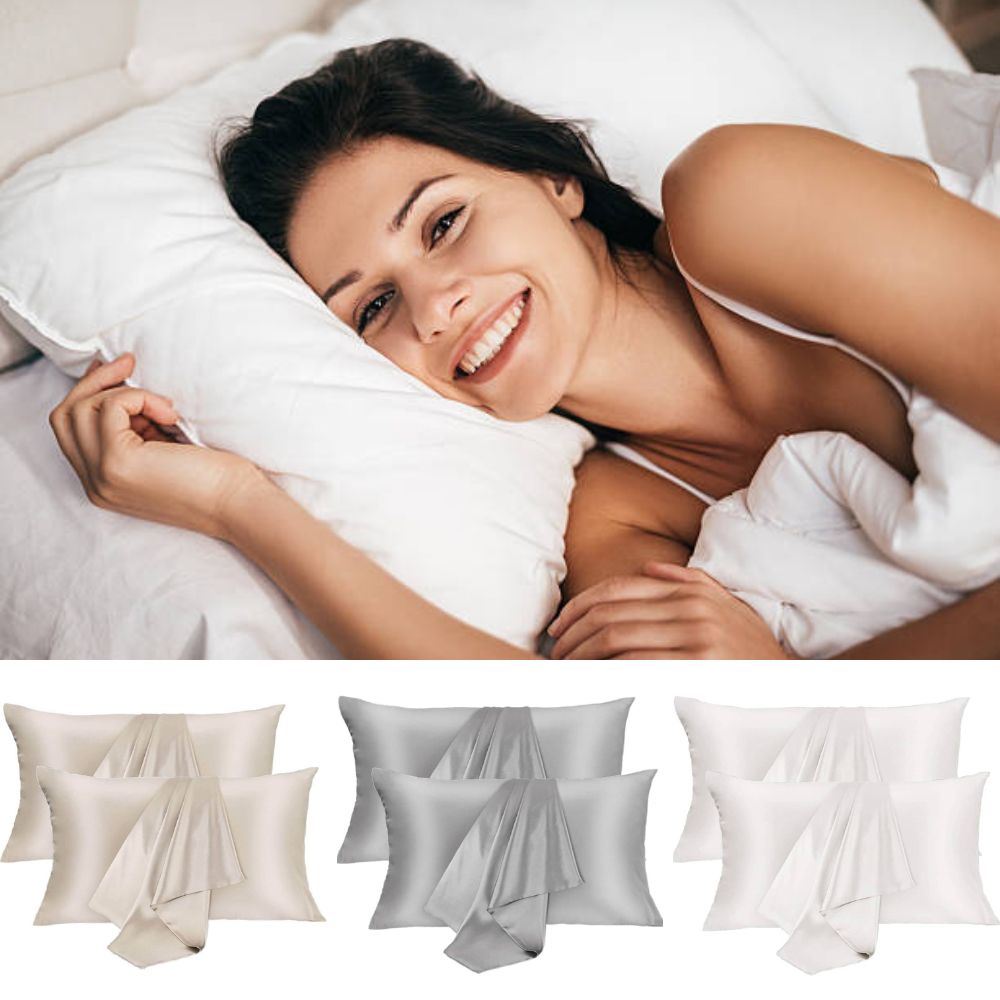 Twin Pack 100% Mulberry Silk Pillowcase for Hair and Skin Queen Size with Hidden Zipper