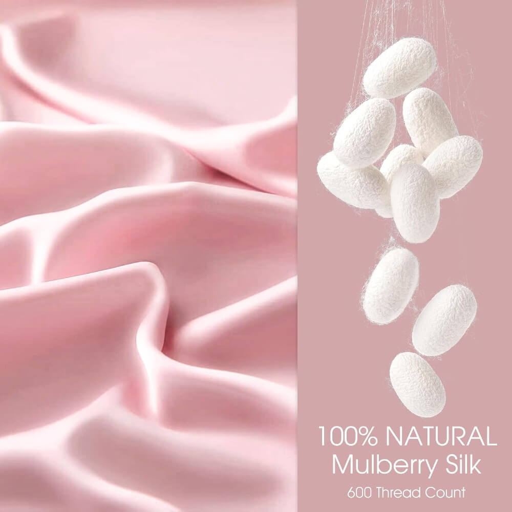 2 Pack Silk Pillowcase for Hair and Skin 100% Mulberry Silk Pillow Case 22 Momme 6A Grade with Hidden Zipper - Pink
