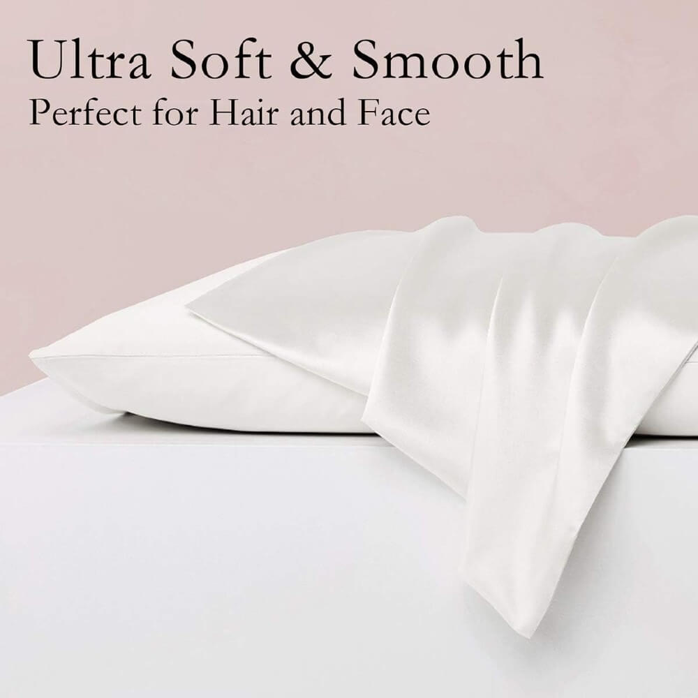 Twin Pack 100% Mulberry Silk Pillowcase for Hair and Skin Queen Size with Hidden Zipper