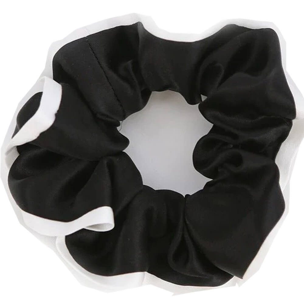 Silk Hair Scrunchies with White Trim Large Elastic Hair Ties Ponytail Holder