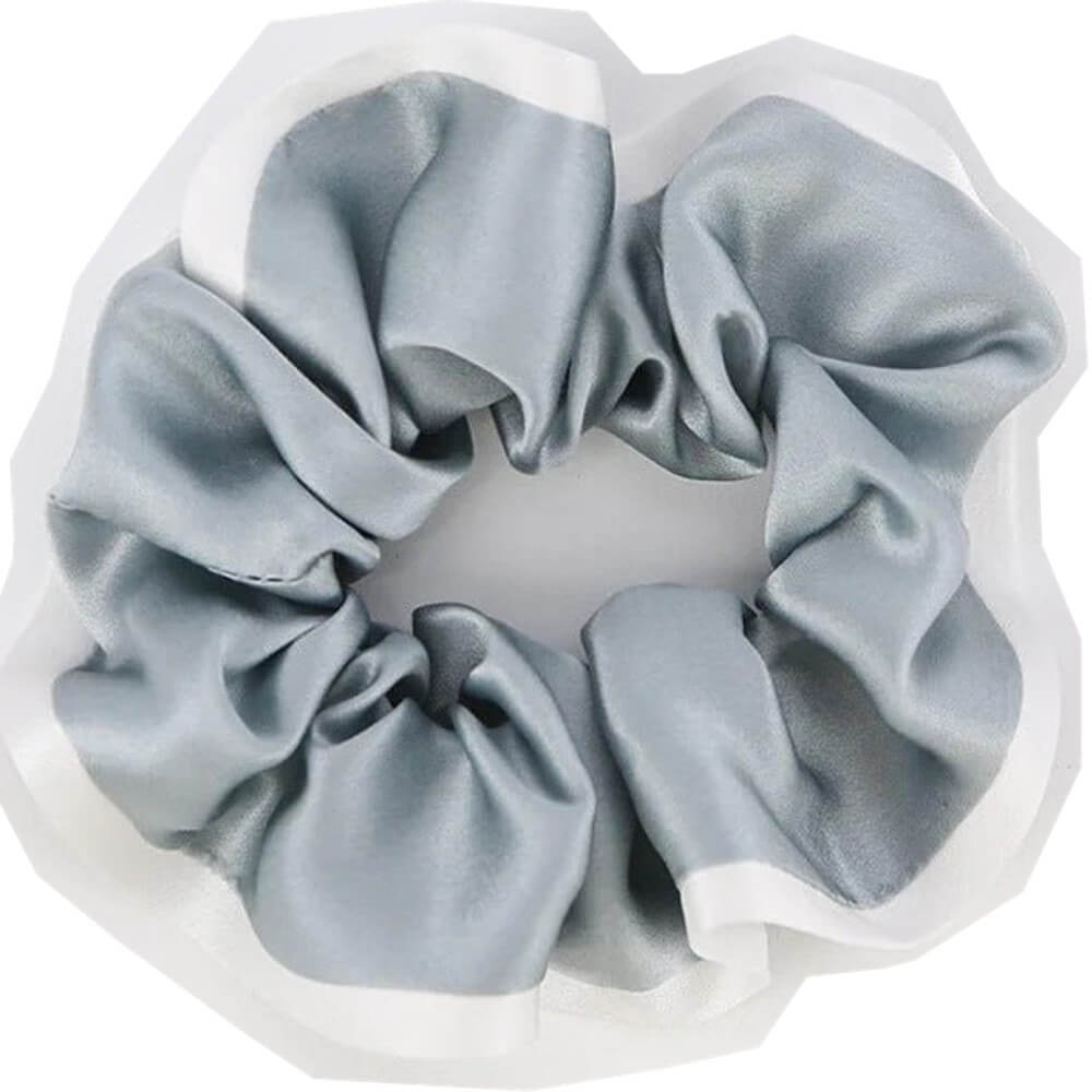 Silk Hair Scrunchies with White Trim Large Elastic Hair Ties Ponytail Holder