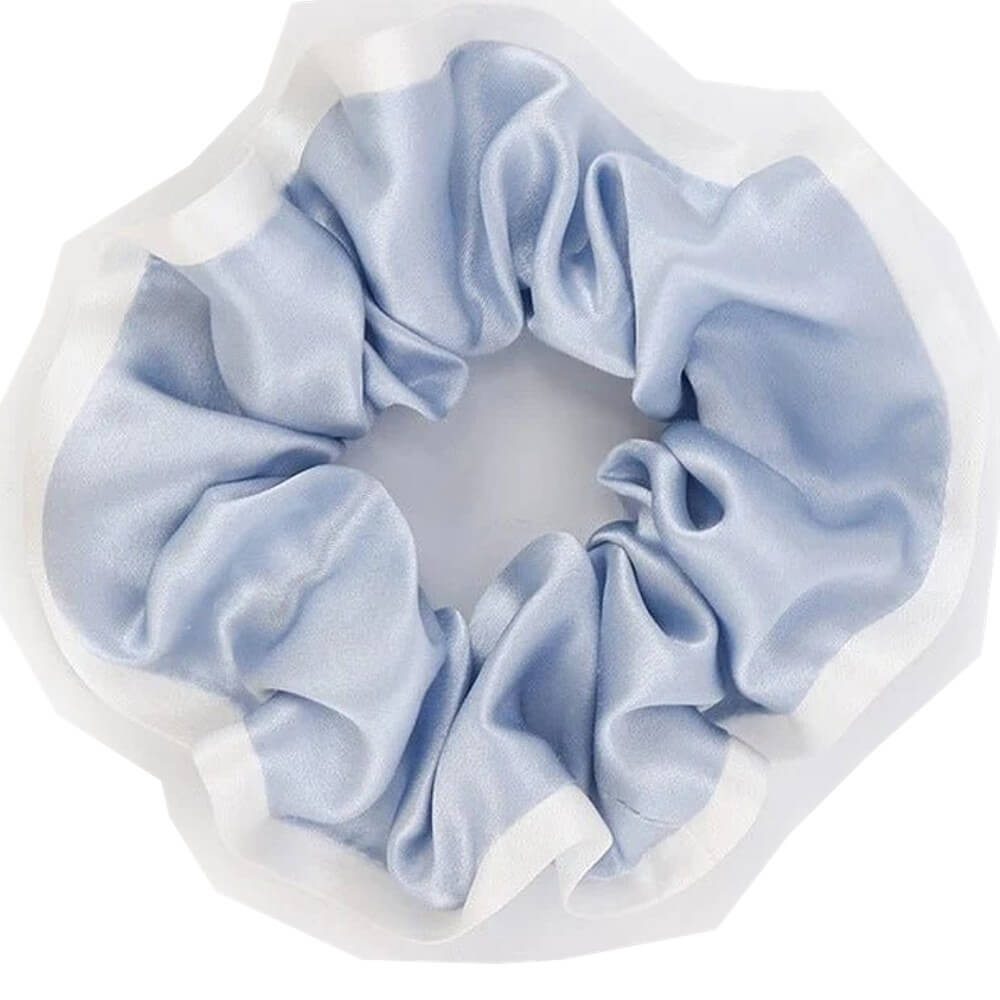 Silk Hair Scrunchies with White Trim Large Elastic Hair Ties Ponytail Holder