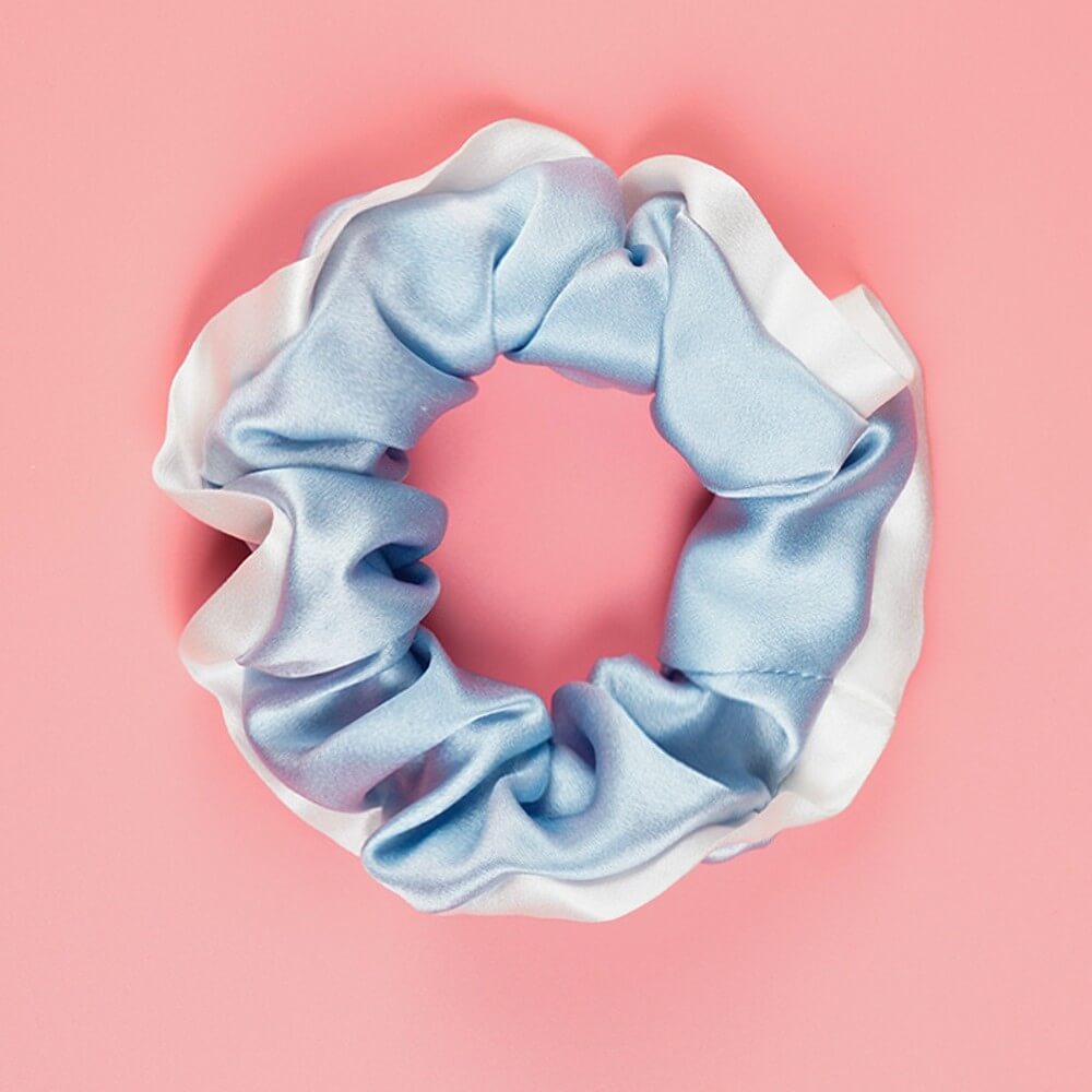 Silk Hair Scrunchies with White Trim Large Elastic Hair Ties Ponytail Holder