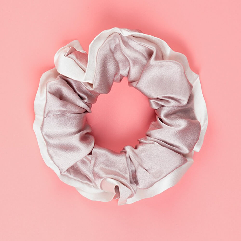 Silk Hair Scrunchies with White Trim Large Elastic Hair Ties Ponytail Holder