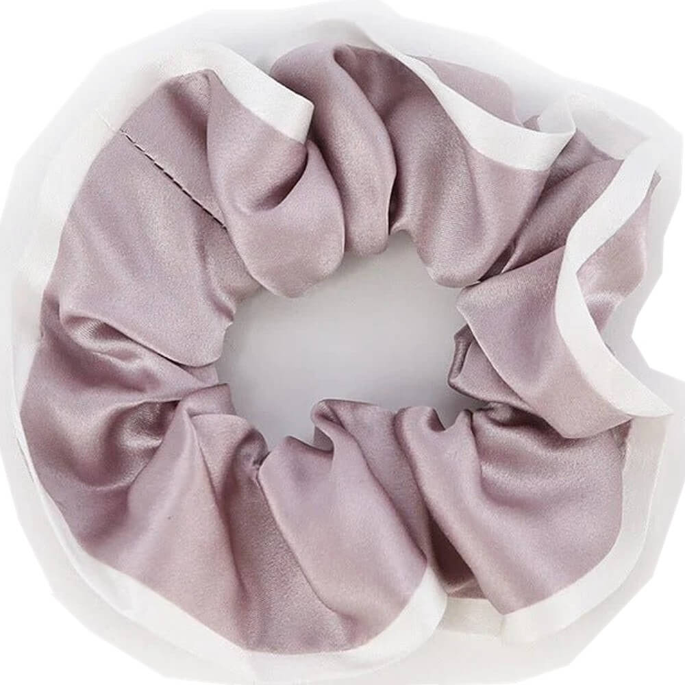 Silk Hair Scrunchies with White Trim Large Elastic Hair Ties Ponytail Holder