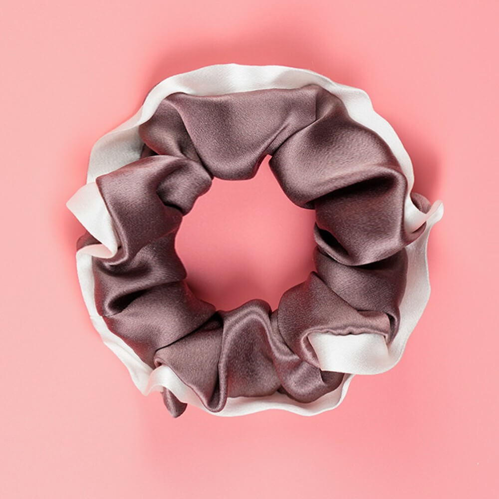 Silk Hair Scrunchies with White Trim Large Elastic Hair Ties Ponytail Holder