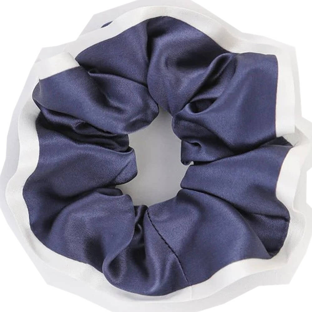 Silk Hair Scrunchies with White Trim Large Elastic Hair Ties Ponytail Holder