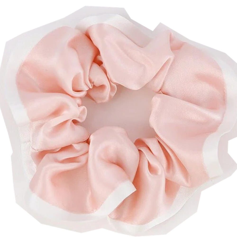 Silk Hair Scrunchies with White Trim Large Elastic Hair Ties Ponytail Holder