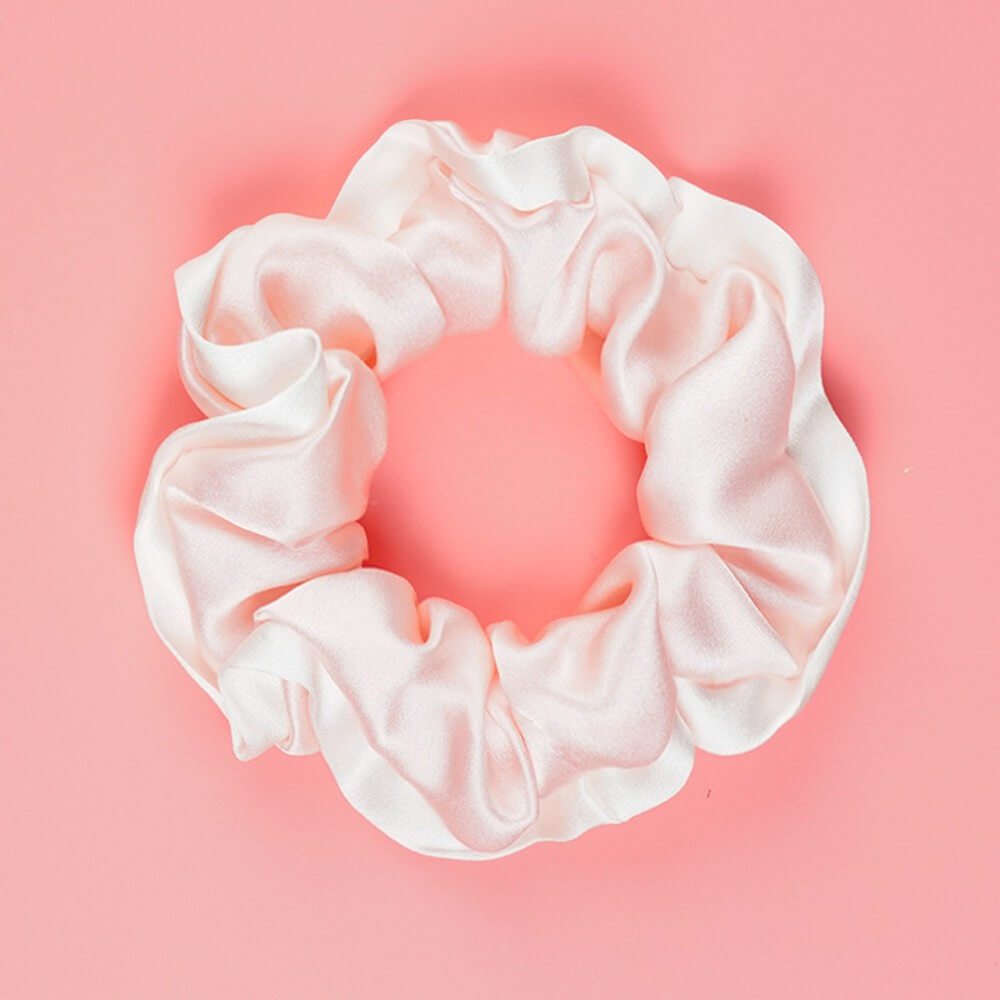 Silk Hair Scrunchies with White Trim Large Elastic Hair Ties Ponytail Holder