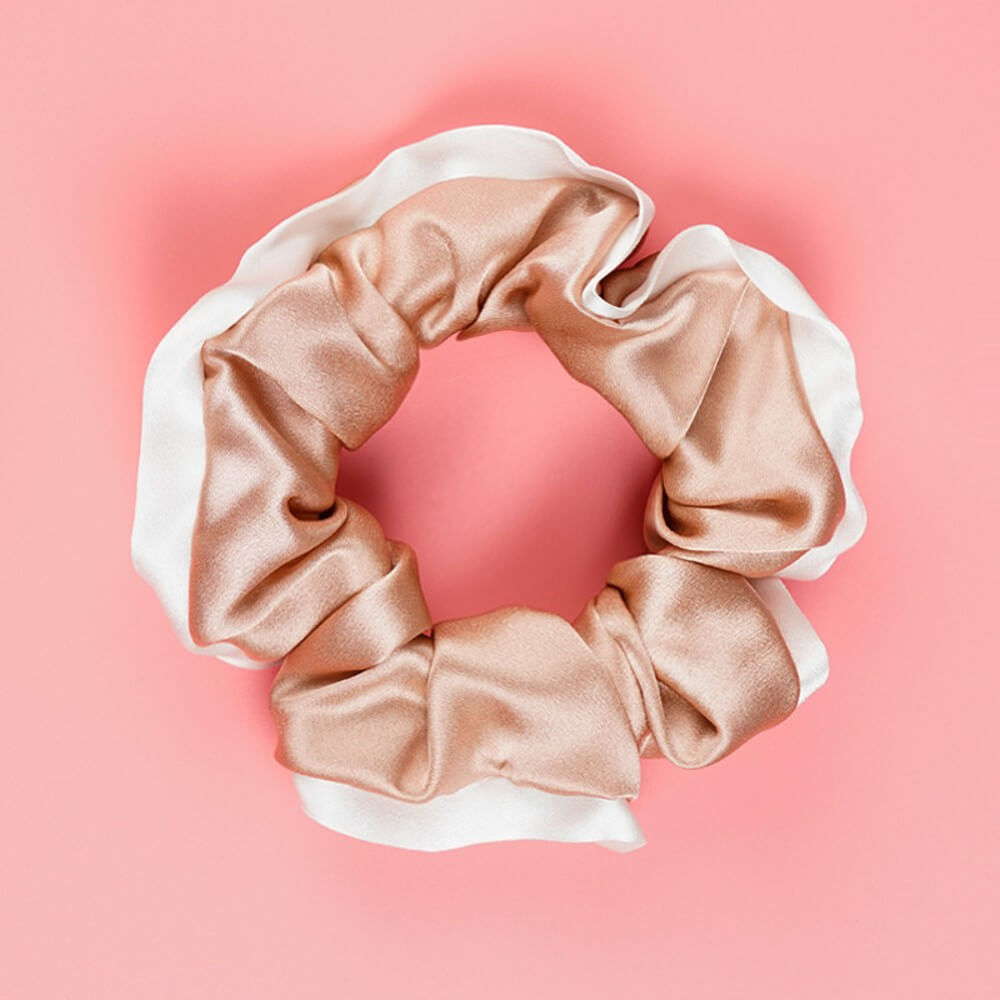 Silk Hair Scrunchies with White Trim Large Elastic Hair Ties Ponytail Holder